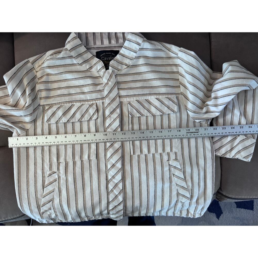 Cavallini Original White Striped Cotton Utility Cardigan Jacket Size L - Picture 7 of 7